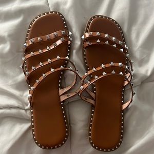Studded decor slide sandals